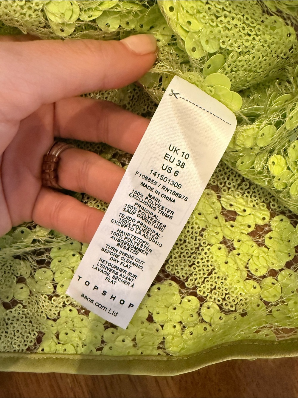 Topshop mixed sequin scoop cami mini dress in green - Picture 10 of 10
